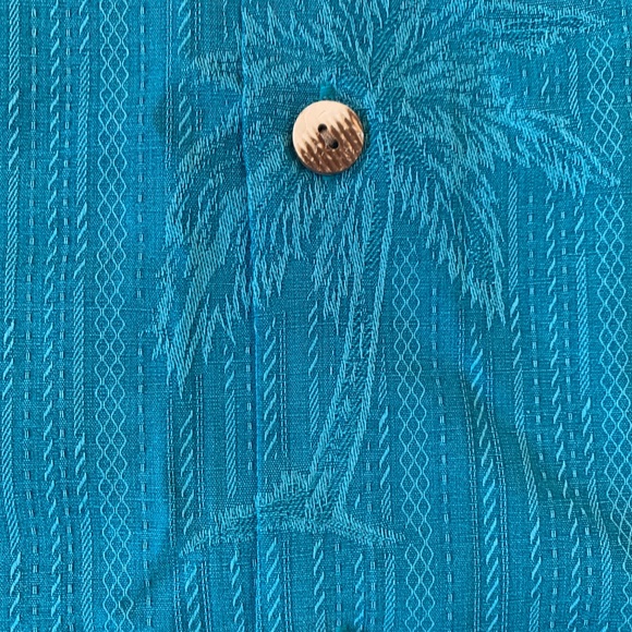 Tommy Bahama large men’s teal blue tropical shirt 100 percent silk - Picture 5 of 10